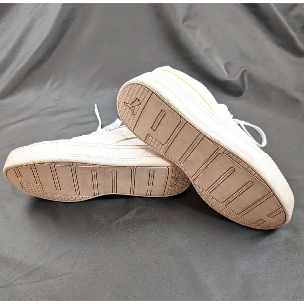 Puma 6.5 Women's / 5 Girls Shoes White w Rainbow Tag and Stripes